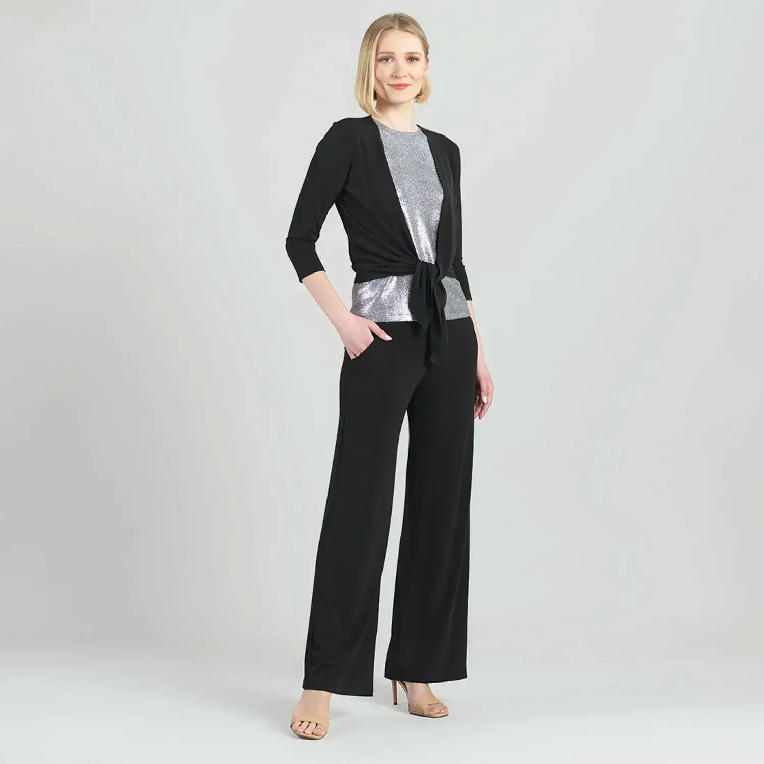 Black Modern Tie Front Cardigan