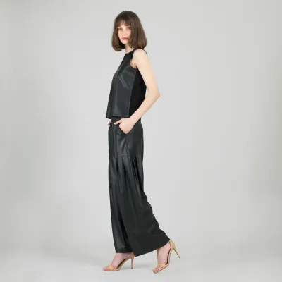 Liquid Leather™ Sheen Two-Tone Jewel Neck Tank