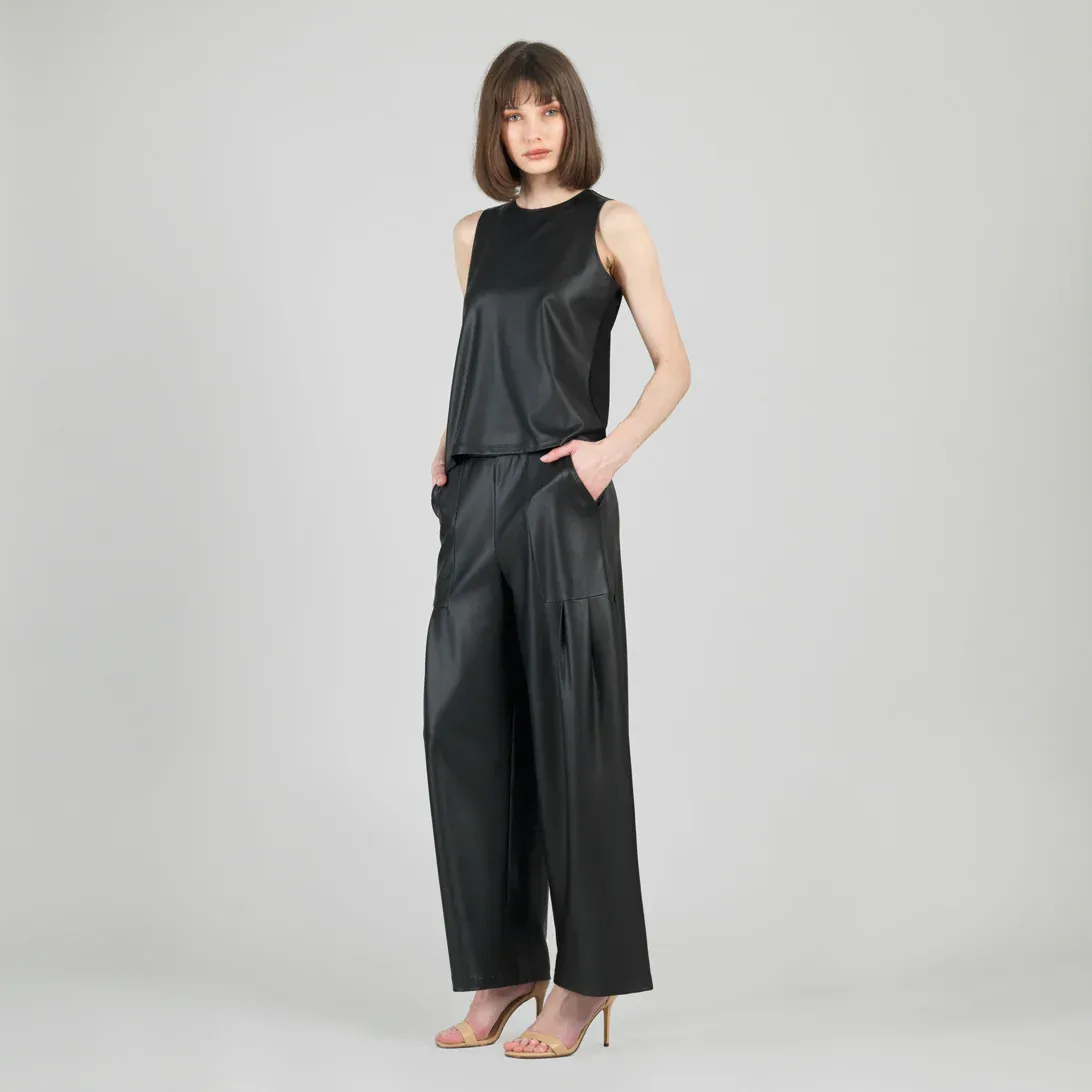 Liquid Leather™ Sheen Two-Tone Jewel Neck Tank