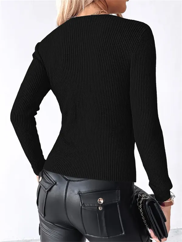 Beautiful Black Viscose Cross Over Button Sweater