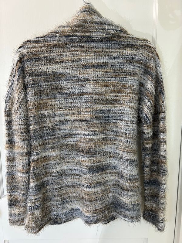 Fuzzy Gray Textured Mock Neck Sweater