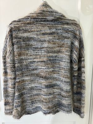 Fuzzy Gray Textured Mock Neck Sweater