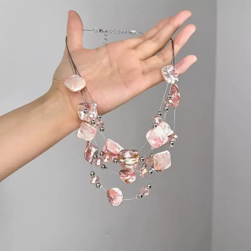 Baby Pink Real Shell Illusion Necklace