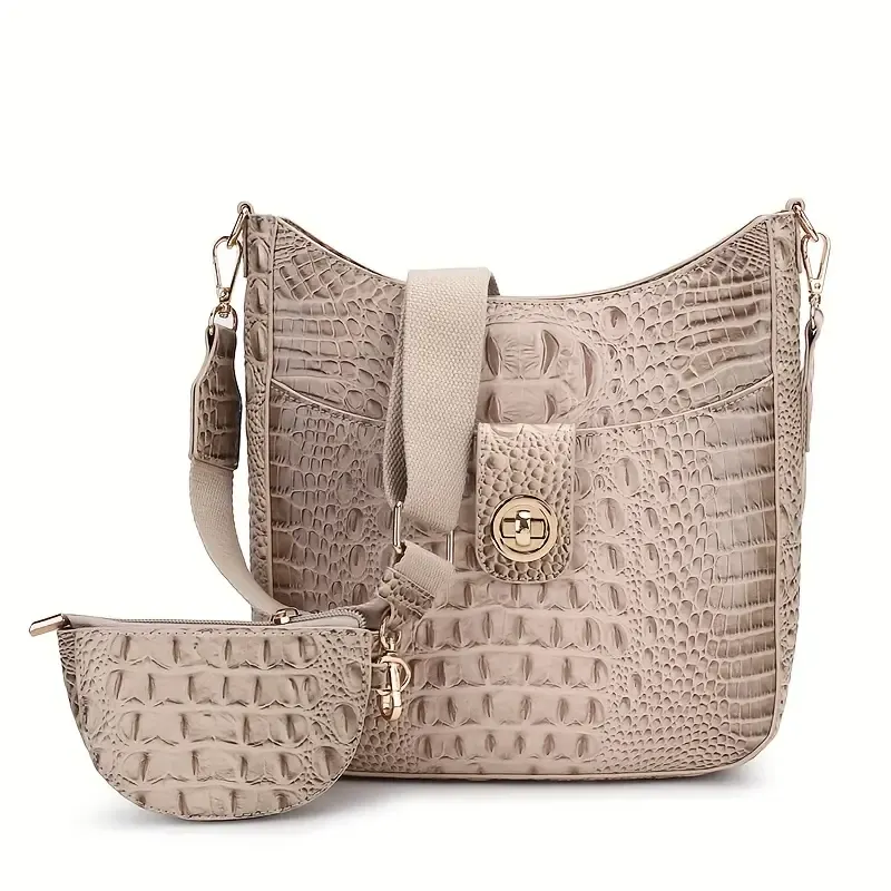 Vegan Faux Croc Leather Crossbody Bag