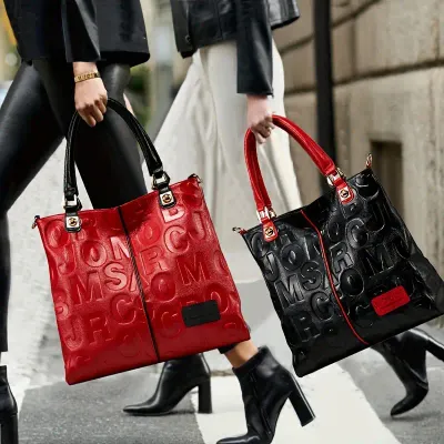 Genuine First-Layer Cowhide Leather Tote Bag