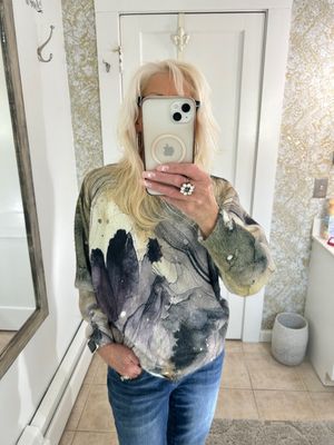 Dolman Sleeve Olive/Purple/Cream Soft Sweater