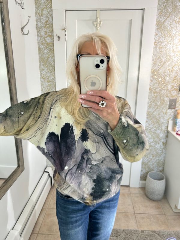 Dolman Sleeve Olive/Purple/Cream Soft Sweater