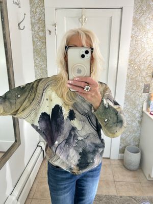 Dolman Sleeve Olive/Purple/Cream Soft Sweater