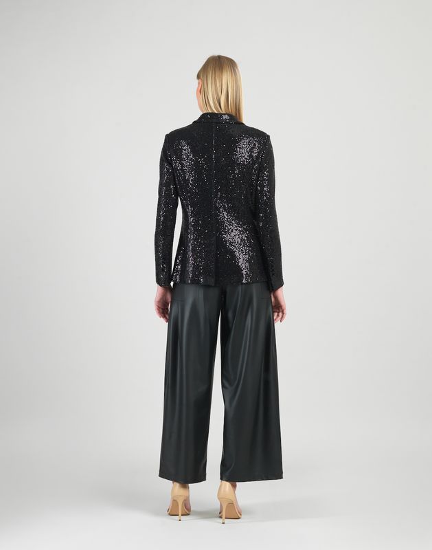 Black Shimmer Stretch Single Button Blazer