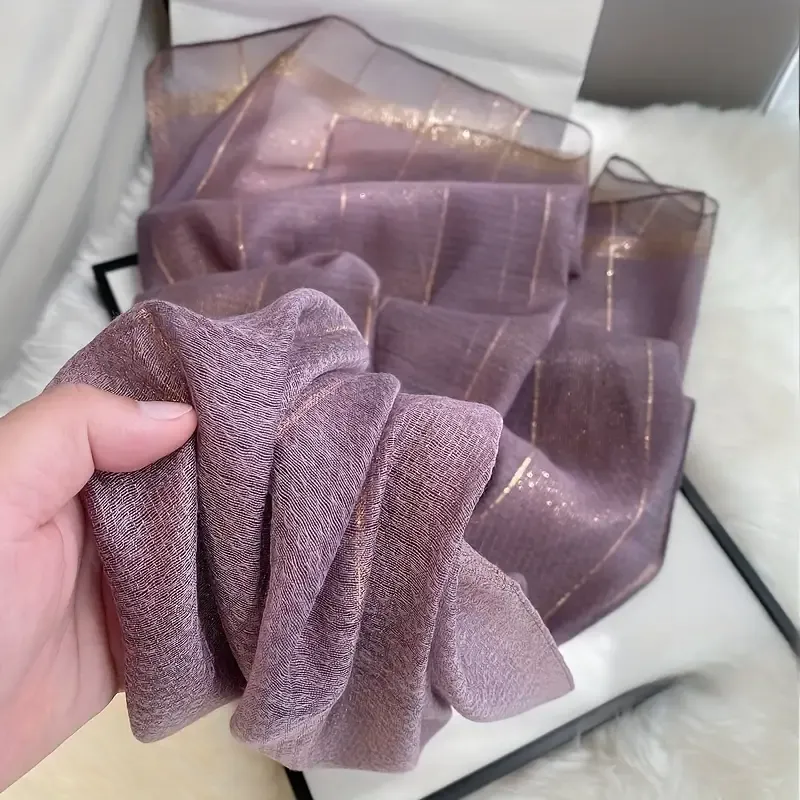 Lavender Purple & Golden Striped Scarf