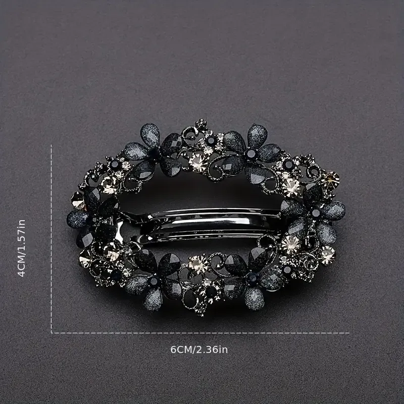 Oval Floral Open Hair Clip/Barrette 