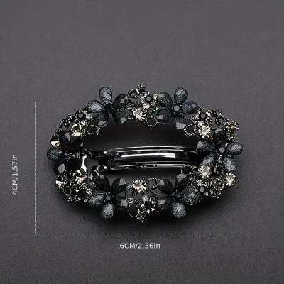 Oval Floral Open Hair Clip/Barrette 