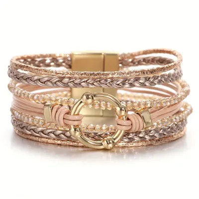 Rose Gold Crystal Multi Strand Magnetic Bracelet
