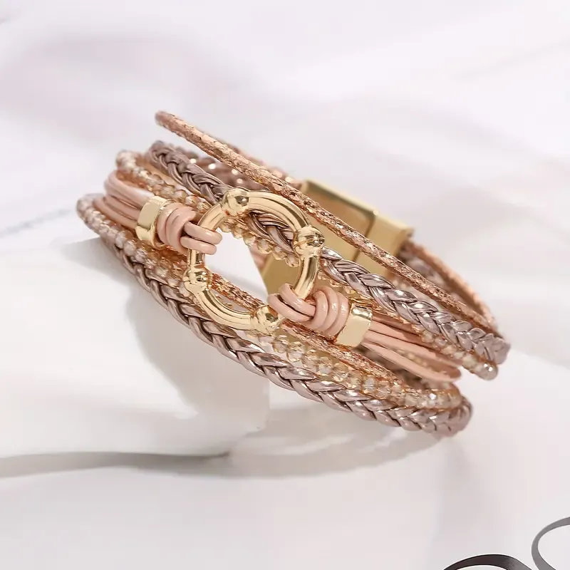 Rose Gold Crystal Multi Strand Magnetic Bracelet