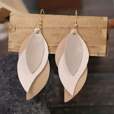 Vegan Leather 3 Layer Dangle Earrings