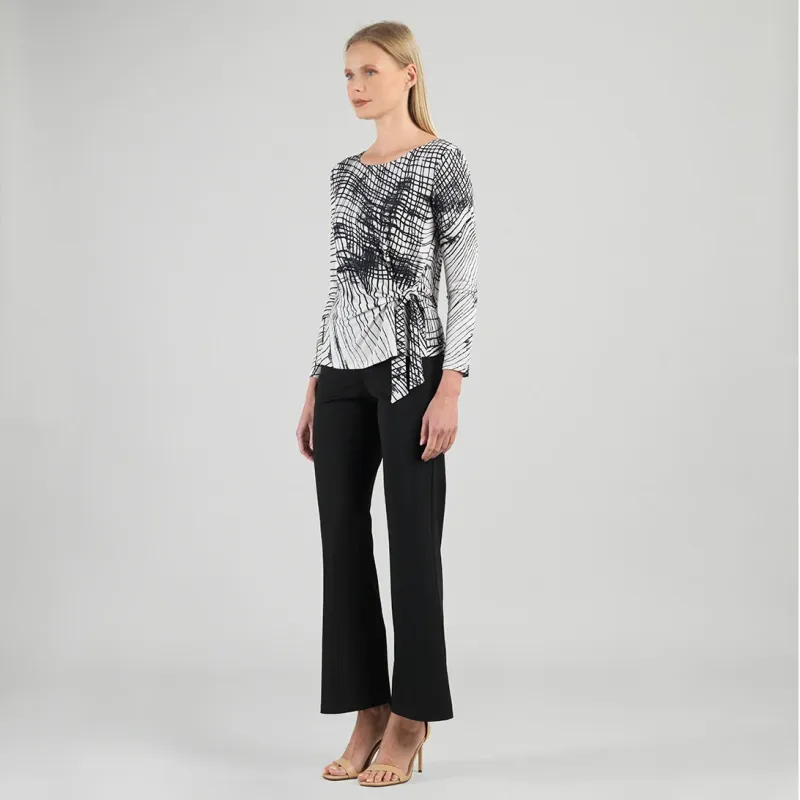 Web Lines Side Tie Waist Top