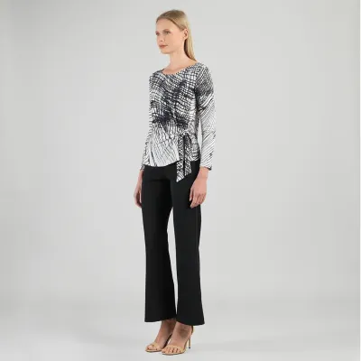 Web Lines Side Tie Waist Top