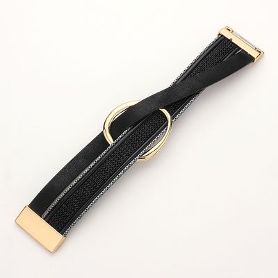 Leather Chain Wrap Open Metal  Magnetic Bracelet