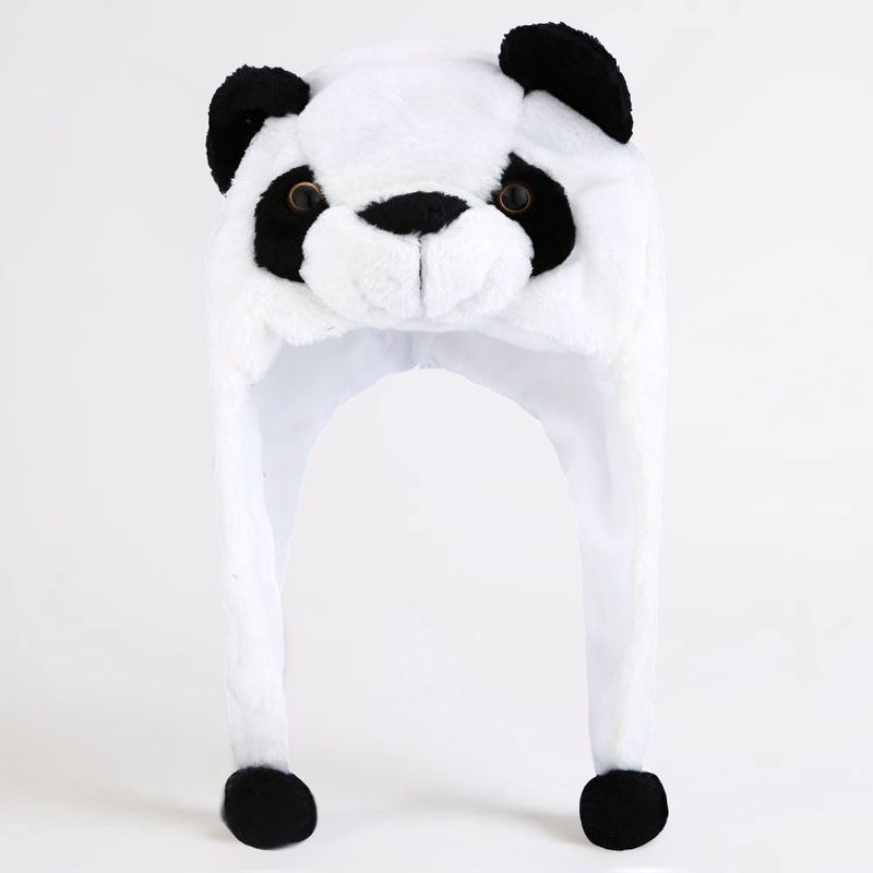 Plush Panda Ear Flaps Winter Hat