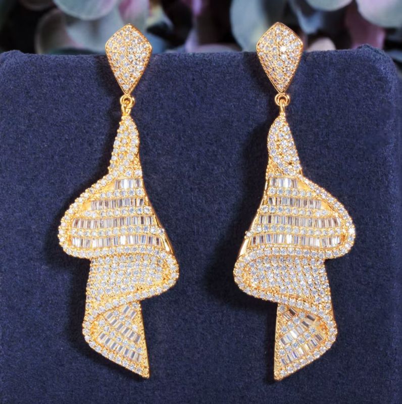 Micro Pave Baguettes Fold Formal CZ Earrings