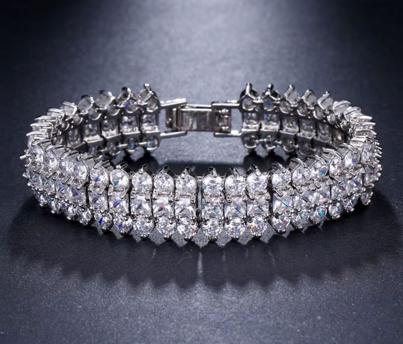 AAA Cubic Zirconia Center Baguette/Round Full Formal Bracelet