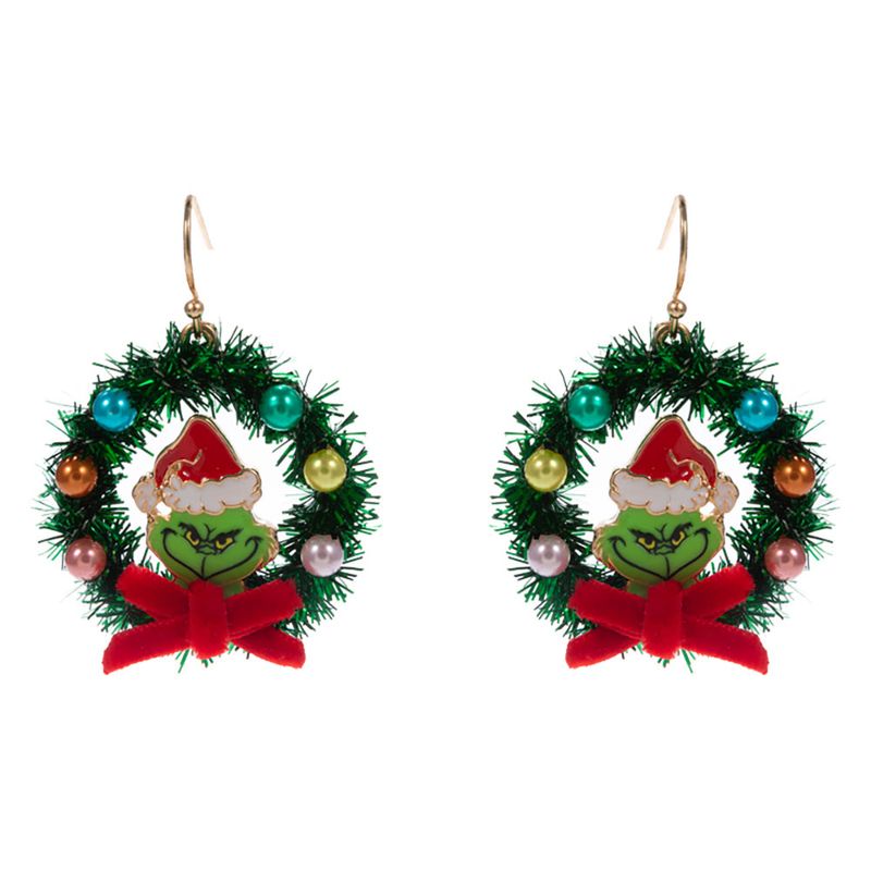 Grinch Wreath Dangle Earrings