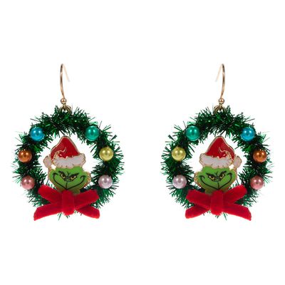 Grinch Wreath Dangle Earrings