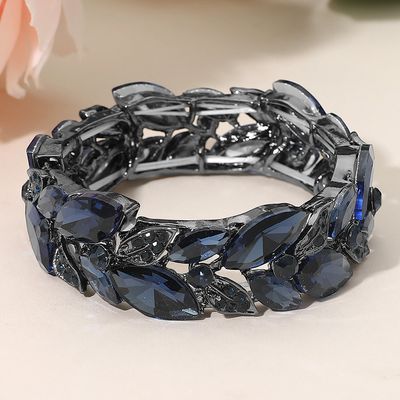 Marquise Stone Accented Leaf Cluster Stretch Evening Bracelet