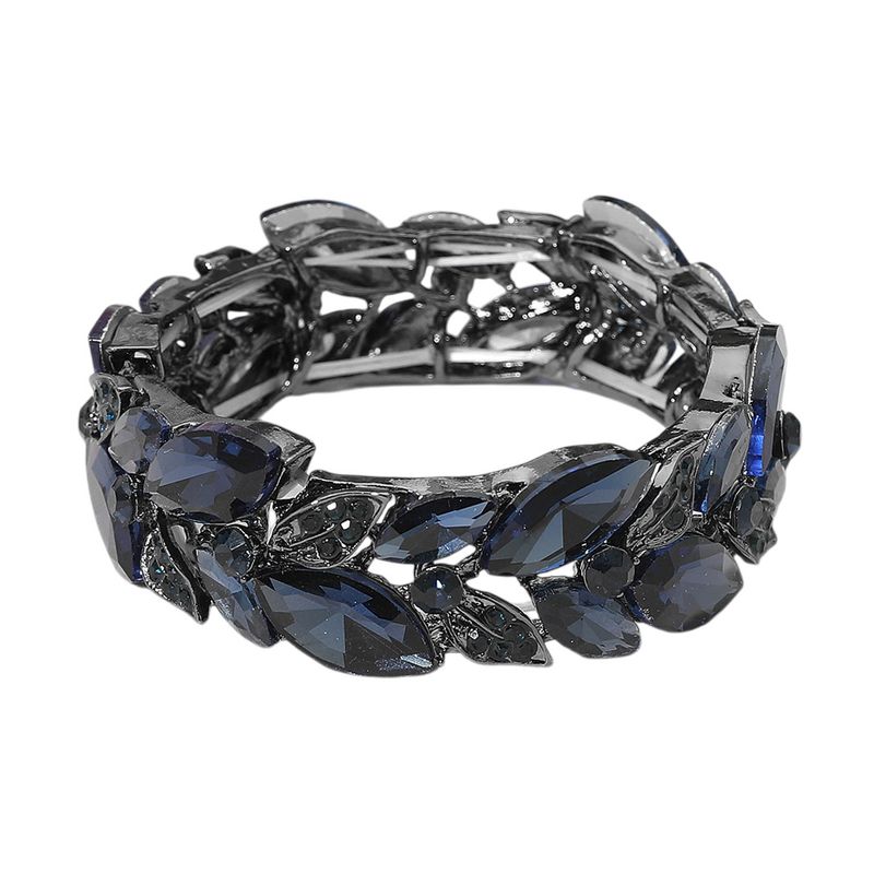 Marquise Stone Accented Leaf Cluster Stretch Evening Bracelet