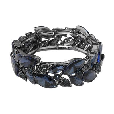 Marquise Stone Accented Leaf Cluster Stretch Evening Bracelet