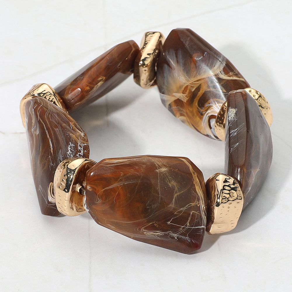 Abstract Marbled Resin Beaded Stretch Bracelet
