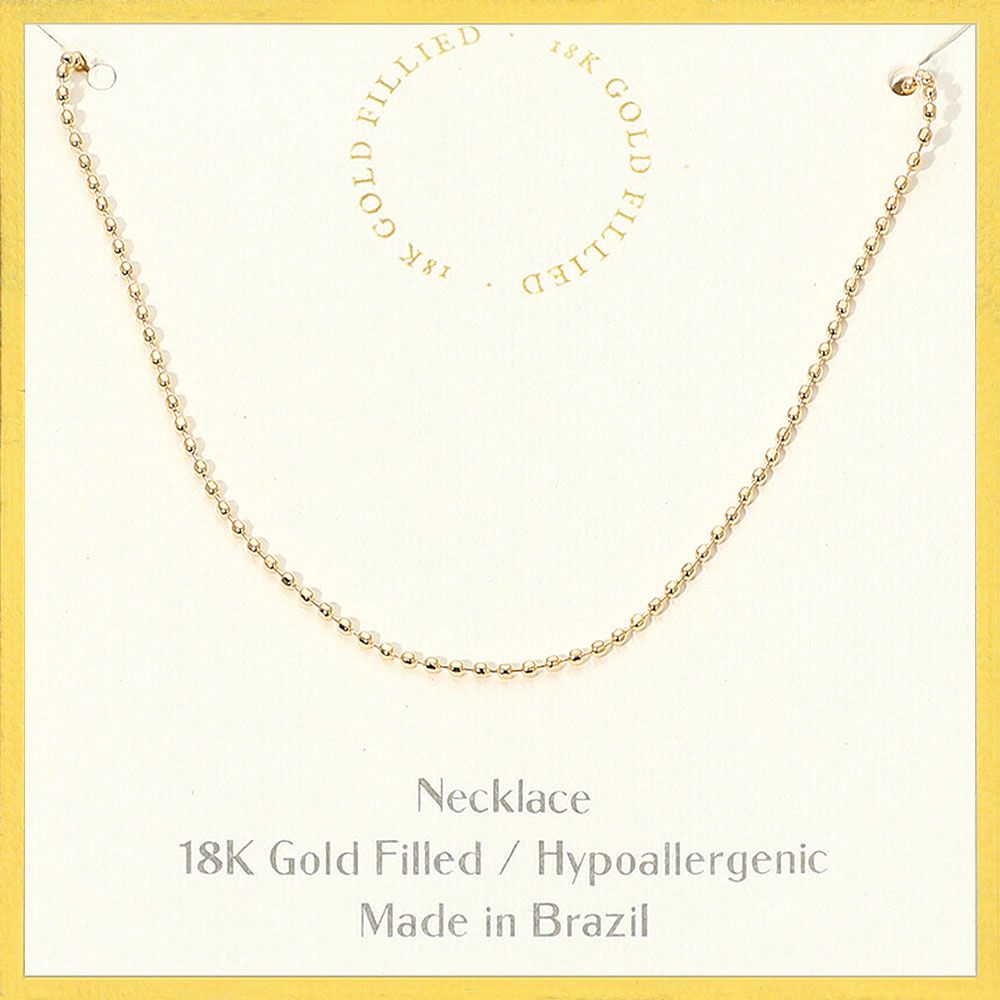 18K Gold Filled Hypoallergenic Beaded Chain Necklace