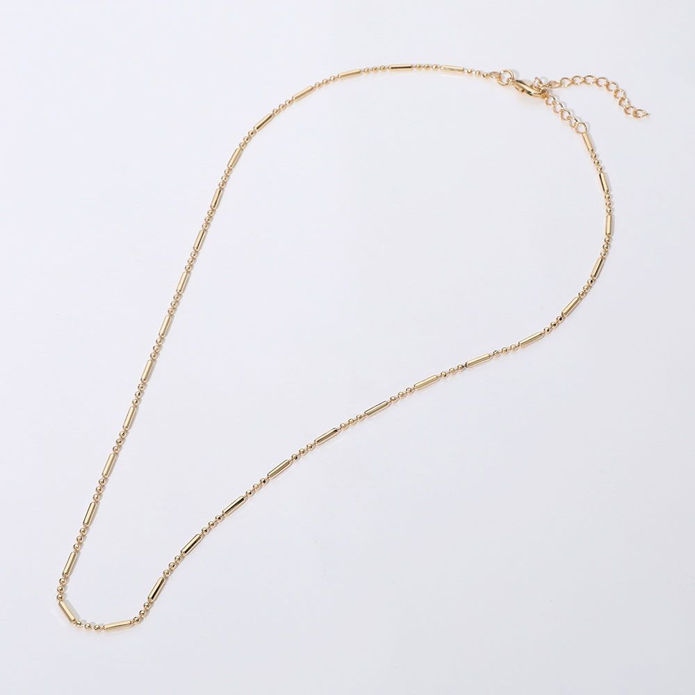18K Gold Filled Hypoallergenic Bead Bar Chain Necklace