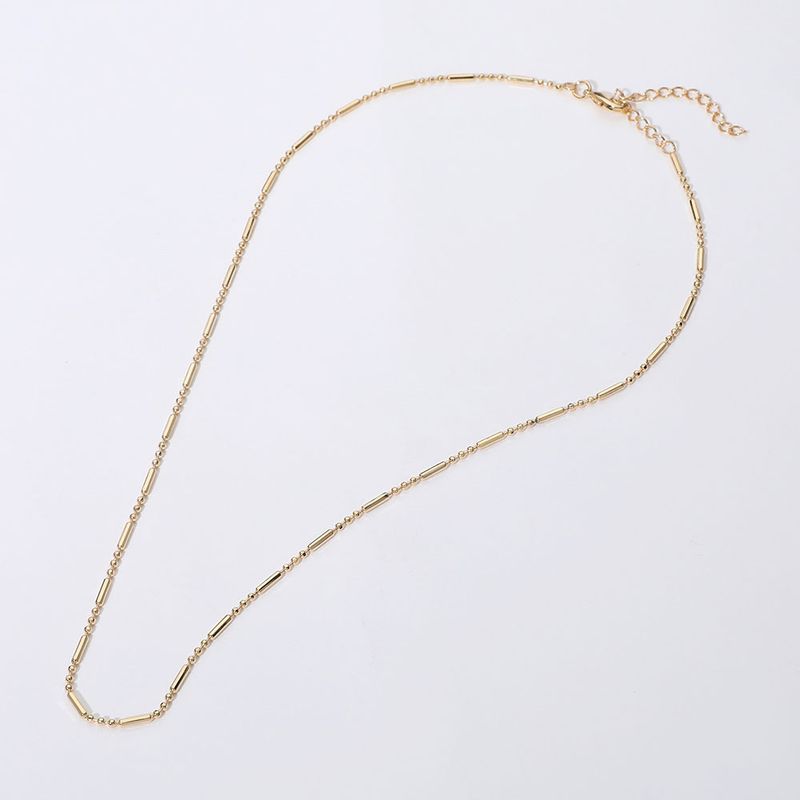 18K Gold Filled Hypoallergenic Bead Bar Chain Necklace