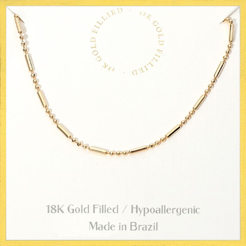 18K Gold Filled Hypoallergenic Bead Bar Chain Necklace