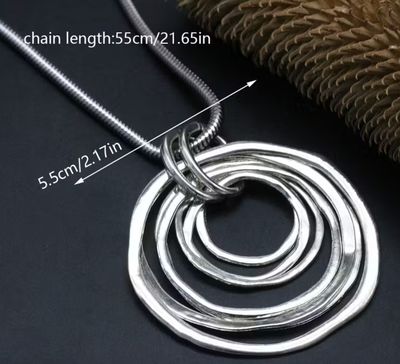 Silver Multi Ring Pendant Necklace