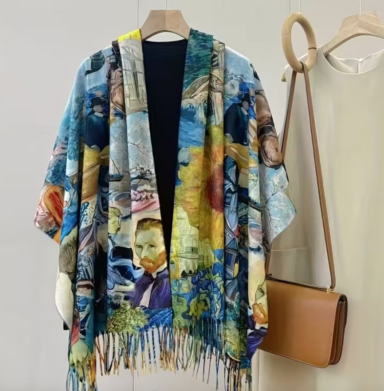 Boho Blue & Multicolor Lightweight Breathable Wrap
