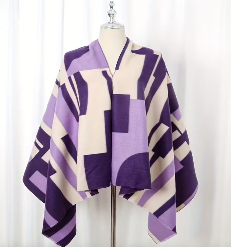 Purple Geometric Pattern Fleece Scarf