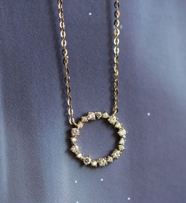 S925 Sterling Silver 14K Gold Plated Necklace /CZ Circle