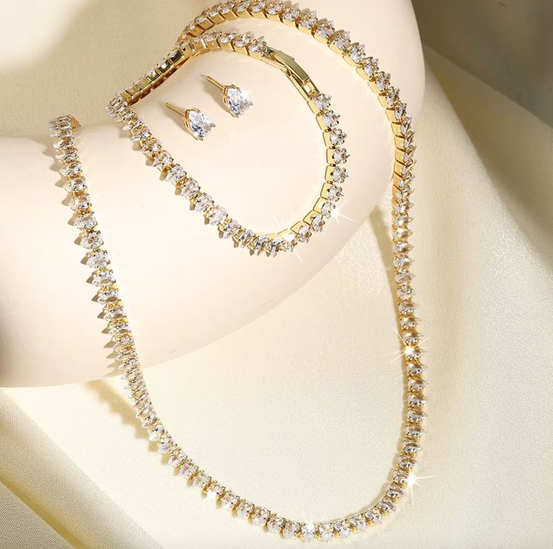 Water Drop CZ Minimal 3 Piece Necklace Set