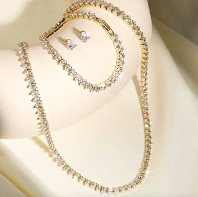 Water Drop CZ Minimal 3 Piece Necklace Set