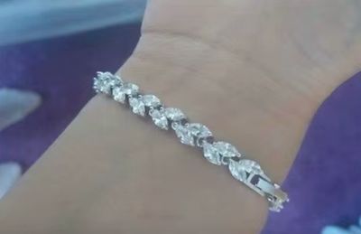 Rhodium AAA CZ Marquise Double Row Formal Bracelet