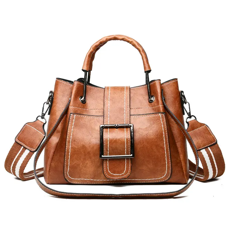 Vintage Camel Vegan Leather Medium Handbag