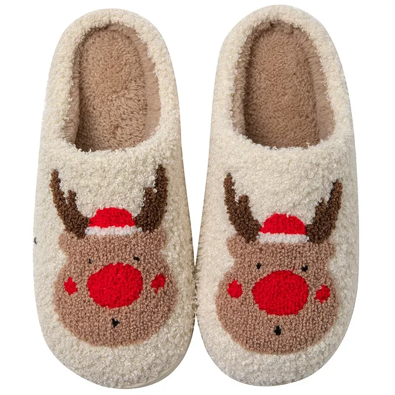 Unisex Reindeer Face Slip On Slippers Unisex Reindeer Face Slip On Slippers