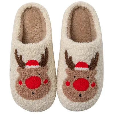 Unisex Reindeer Face Slip On Slippers Unisex Reindeer Face Slip On Slippers
