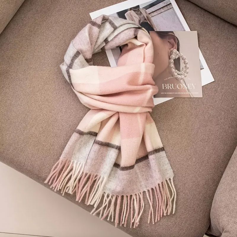 Pink Color Block Soft Warm Wool Scarf Pink Color Block Soft Warm Wool Scarf