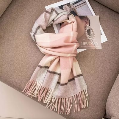 Pink Color Block Soft Warm Wool Scarf Pink Color Block Soft Warm Wool Scarf