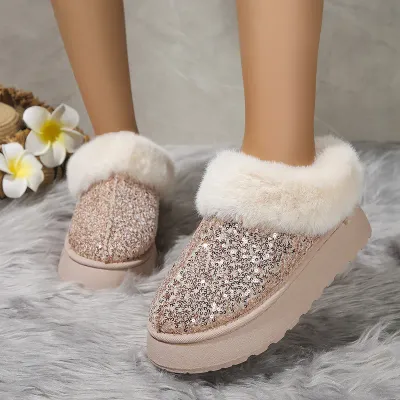 Pink Sequin Platform Cozy Slip Ons Pink Sequin Platform Cozy Slip Ons