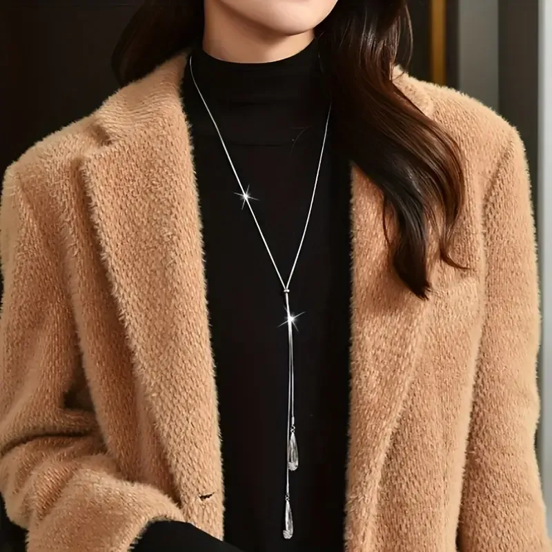 Exquisite Long Crystal Drop Bottom Necklace Exquisite Long Crystal Drop Bottom Necklace