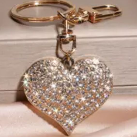Gold/Clear Rhinestone Heart Keychain Gold/Clear Rhinestone Heart Keychain